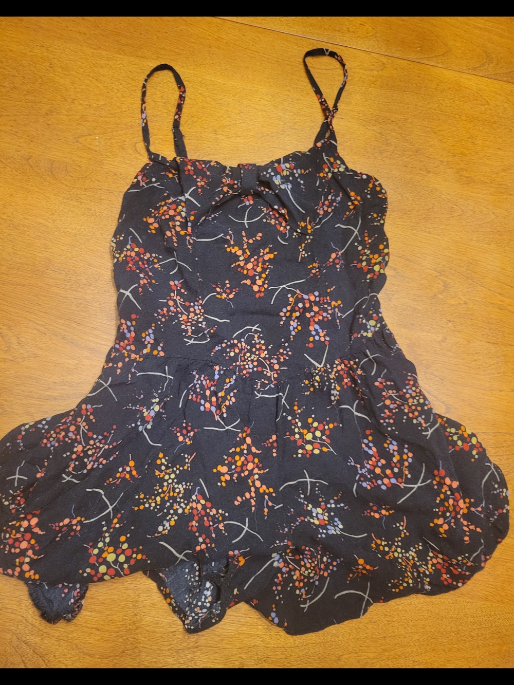 Xhilaration Romper Black Floral Dot Print | Juniors | XS